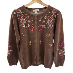 Vintage Heirloom Collectibles Y2K Brown Button Cardigan S Autumn Cottagecore